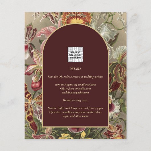 ヴィンテージ素晴らし植物学ブルゴーニュフローラウェディング (裏面)