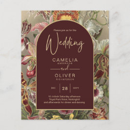 ヴィンテージ素晴らし植物学ブルゴーニュフローラウェディング チラシ