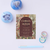 ヴィンテージ素晴らし植物学ブルゴーニュフローラウェディング チラシ (シングル)