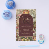 ヴィンテージ素晴らし植物学ブルゴーニュフローラウェディング チラシ (シングル)