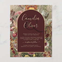 ヴィンテージ素晴らし植物学ブルゴーニュフローラウェディング チラシ