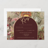 ヴィンテージ素晴らし植物学ブルゴーニュフローラウェディング ポストカード (正面/裏面)
