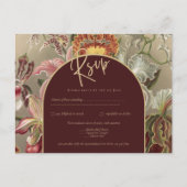 ヴィンテージ素晴らし植物学ブルゴーニュフローラウェディング ポストカード (正面)