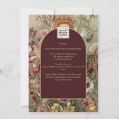ヴィンテージ素晴らし植物学ブルゴーニュフローラウェディング 招待状 (裏面)