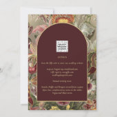 ヴィンテージ素晴らし植物学ブルゴーニュフローラウェディング 招待状 (裏面)