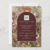 ヴィンテージ素晴らし植物学ブルゴーニュフローラウェディング 招待状 (裏面)