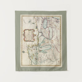 ヴィンテージ素晴らし湖のマップ タペストリー