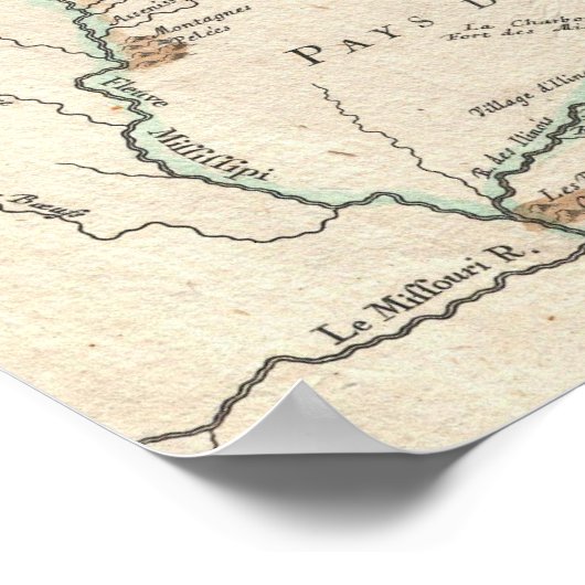 ヴィンテージ素晴らし湖のマップ ポスター (角)