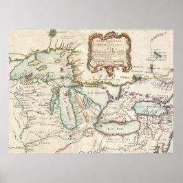 ヴィンテージ素晴らし湖のマップ ポスター