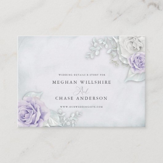 ヴィンテージ素晴らし薄紫とホワイトローズ 名刺 (正面)
