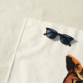 ヴィンテージ素晴らし角フクロウスケッチ ビーチタオル (インサイチュ)