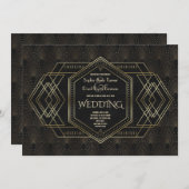 ヴィンテージ素晴らし金ゴールド結婚ギャツビー 招待状 (正面/裏面)