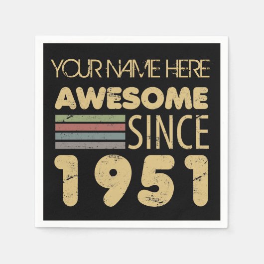 ヴィンテージ素晴らし1951 70誕生日 スタンダードカクテルナプキン (正面)