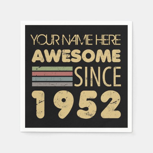 ヴィンテージ素晴らし1952 70誕生日 スタンダードカクテルナプキン (正面)