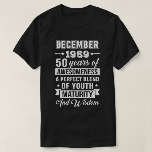 ヴィンテージ素晴らし1969年12月50th誕生日ギフト tシャツ (デザイン正面)