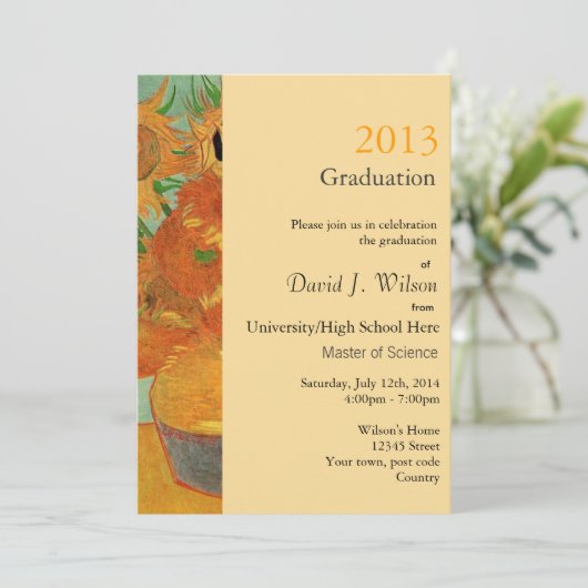 ヴィンテージ素晴らし・アート12人ひまわり卒業 招待状 (スタンド正面)
