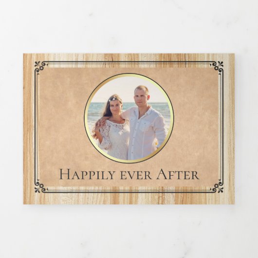 ヴィンテージ素朴おとぎ話の城の物語の結婚本 三つ折り招待状 (カバー)