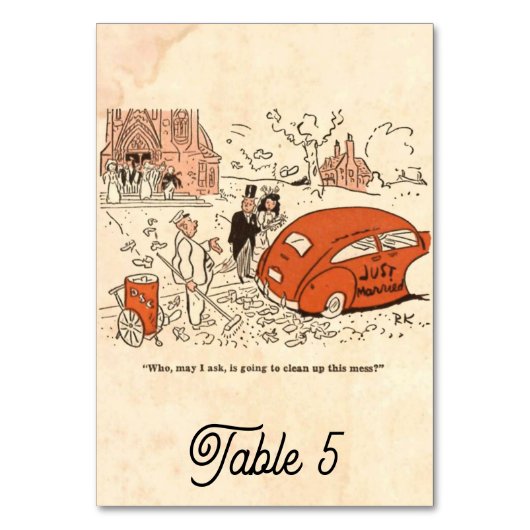 ヴィンテージ素朴おもしろいレトロ50s漫画結婚ブック テーブルナンバー (正面)