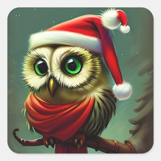 ヴィンテージ素朴かわいいサンタフクロムクリスマス スクエアシール (正面)