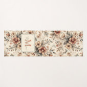 ヴィンテージ素朴かわいらし花柄の名前モノグラム ヨガマット (正面(横))