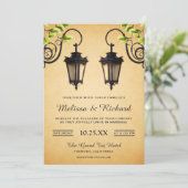 ヴィンテージ素朴でぶら下がったなランプの結婚式招待状 招待状 (スタンド正面)