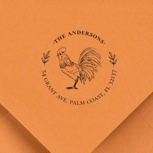 ヴィンテージ素朴とルースター名前をカスタムするとアドレス ラバースタンプ