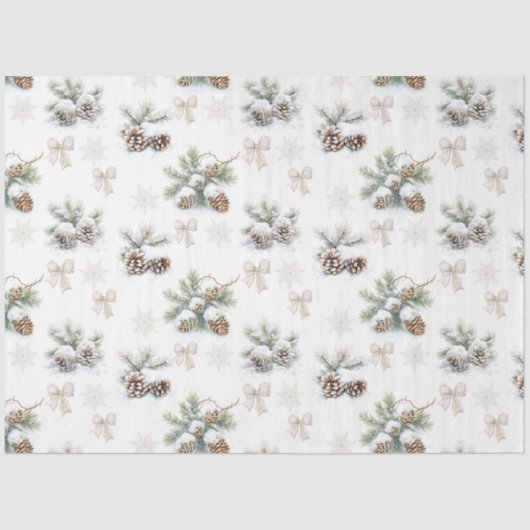ヴィンテージ素朴なクリスマスパインのコーン 薄葉紙 (正面)