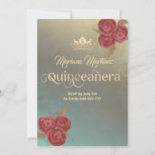 ヴィンテージ素朴なシックなハンドファンバラティアラ・クインズ 招待状 (裏面)