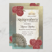 ヴィンテージ素朴なシックなハンドファンバラティアラ・クインズ 招待状 (正面/裏面)