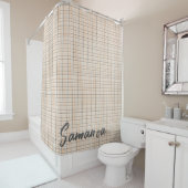 ヴィンテージ素朴なタータンチェック格子柄ベージュ灰色の名前 シャワーカーテン (インサイチュ)