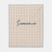 ヴィンテージ素朴なタータンチェック格子柄ベージュ灰色の名前 フリースブランケット (正面)