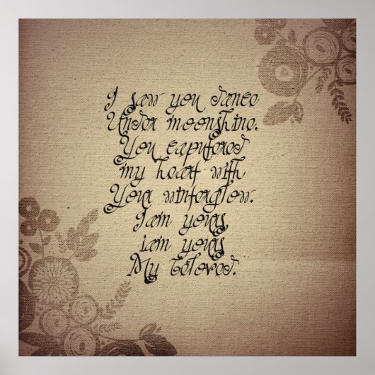 ヴィンテージ素朴なテキス擦り切れたトアイボリーの愛の詩 ポスター (正面)