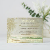 ヴィンテージ素朴なビーチ結婚式RSVPカード 出欠カード (スタンド正面)