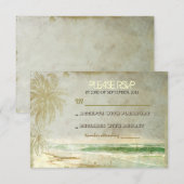 ヴィンテージ素朴なビーチ結婚式RSVPカード 出欠カード (正面/裏面)