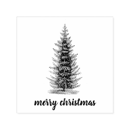 ヴィンテージ素朴な中立スプルースの陽気なクリスマス セルフインキングスタンプ (デザイン)