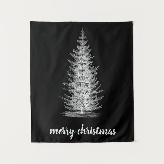 ヴィンテージ素朴な中立スプルースの陽気なクリスマス タペストリー (正面)