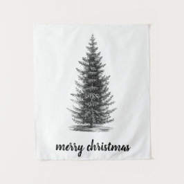 ヴィンテージ素朴な中立スプルースの陽気なクリスマス タペストリー