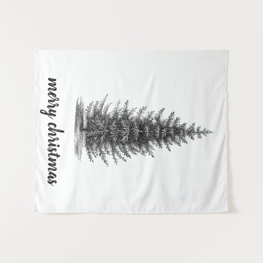 ヴィンテージ素朴な中立スプルースの陽気なクリスマス タペストリー (正面(横))