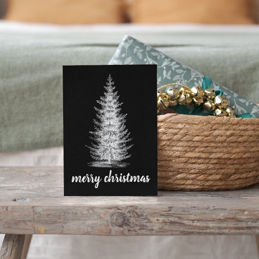 ヴィンテージ素朴な中立スプルースの陽気なクリスマス ポストカード