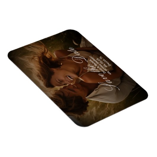 ヴィンテージ素朴な写真の日付の保存婚約 マグネット (右側)