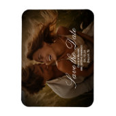 ヴィンテージ素朴な写真の日付の保存婚約 マグネット (縦)