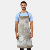 ヴィンテージ素朴な国伝統的のラップとレース エプロン (着用した状態)