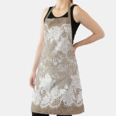 ヴィンテージ素朴な国伝統的のラップとレース エプロン (インサイチュ)