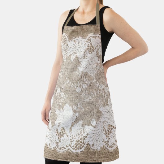 ヴィンテージ素朴な国伝統的のラップとレース エプロン (インサイチュ)