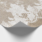 ヴィンテージ素朴な国伝統的のラップとレース ラッピングペーパー (角)