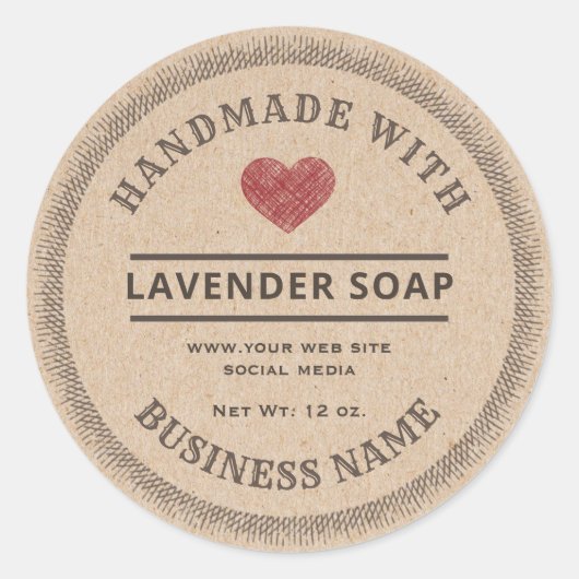 ヴィンテージ素朴な手作りの厚紙せっけんラベル ラウンドシール (正面)