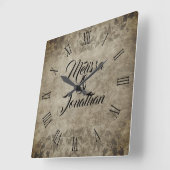 ヴィンテージ素朴な新婦の名結婚前 スクエア壁時計 (傾斜)