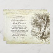 ヴィンテージ素朴な木の古い紙結婚式招待状 招待状 (正面/裏面)