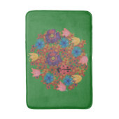 ヴィンテージ素朴な水彩花模様 バスマット (正面縦)