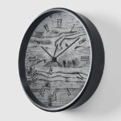 ヴィンテージ素朴な灰色の黒い燃えた木材ローマ数字 壁時計 (傾斜)